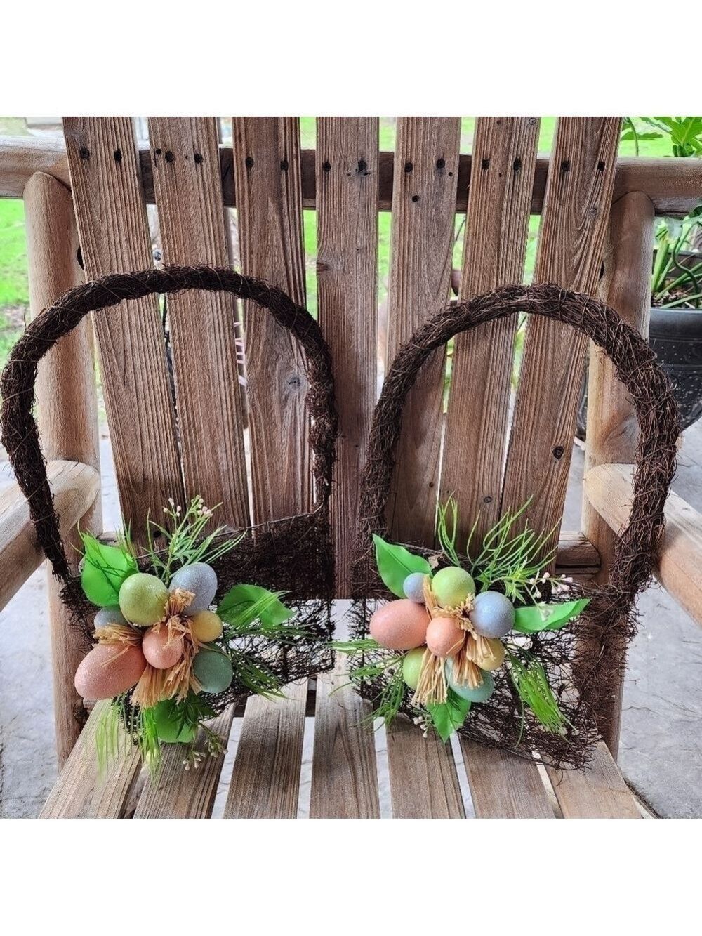 2 matching Easter Holiday basket wreath set pastel